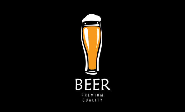 Vector logo with a drawn beer mug on a black background