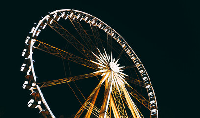 Night beautiful photo of a sight wheel in Budapest.