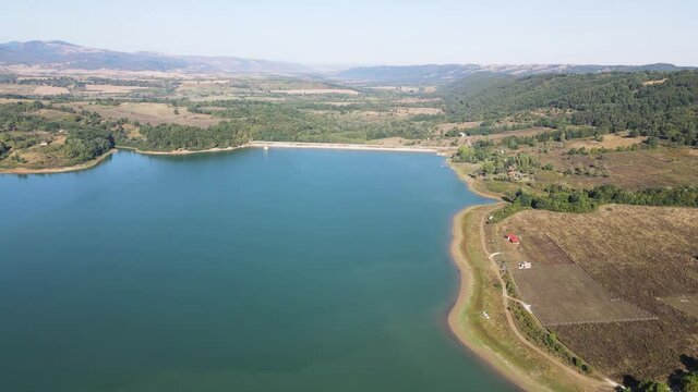 Aerial view of Sopot Reservoir, Lovech Region, Bulgaria