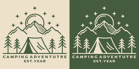 Papier Peint photo Camping camping monoline vintage outdoor badgde design