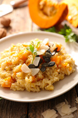 pumpkin risotto with parmesan and seed