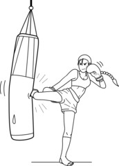 sport woman was cardio by kick boxing