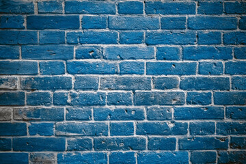 old blue brick wall