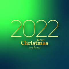 2022 Merry Christmas and Happy near year, Blue and green square background social media post written in golden 