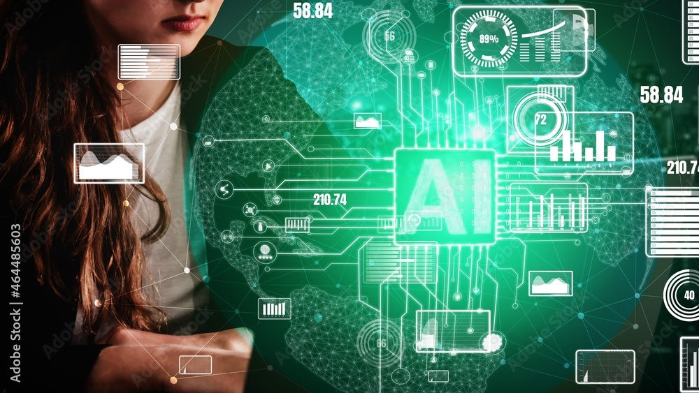 Poster conceptual business dashboard for financial data analysis . 3d render computer graphic .
