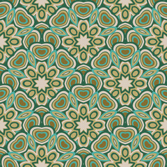 Vector seamless background. Endless colorful texture. Use for wallpaper, textile, book cover, clothes. In green and yellow colors