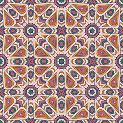 Vector seamless background. Endless colorful texture. Use for wallpaper, textile, book cover, clothes. In orange, white and blue colors