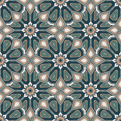 Vector seamless background. Endless colorful texture. Use for wallpaper, textile, book cover, clothes. In green and brown colors