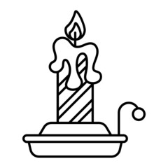 classic Scented Candles with tray Concept Vector Line Icon Design, Halloween costume Symbol, Holiday Celebrations Sign, Saints Eve festivals Stock illustration