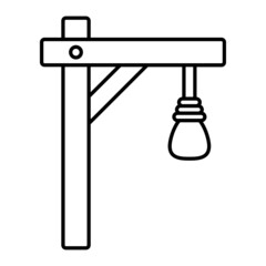 Hanging Rope Noose Concept, Haunted House Horror Vector Line Icon Design, Halloween costume Symbol, Holiday Celebrations Sign, Saints Eve festivals Stock illustration