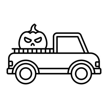 recommend clip art: Big Scary Pumpkin is being Transported on Truck Concept, Truck or Treat Vector Line Icon Design, Halloween costume Symbol, Holiday Celebrations Sign, Saints Eve festivals Stock illustration