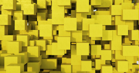 abstract background made of yellow cubes, 3d render