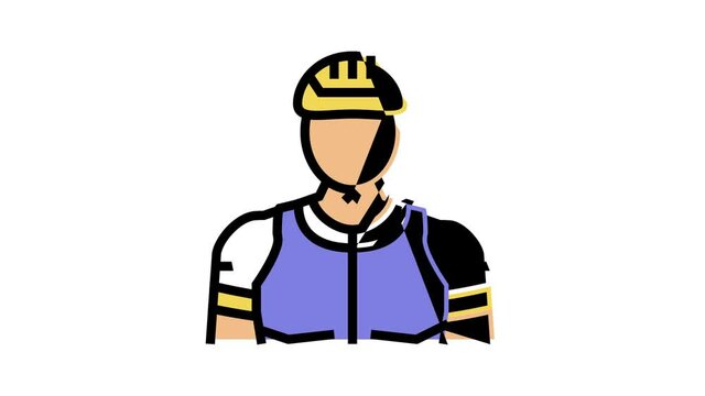 male cyclist animated color icon. male cyclist sign. isolated on white background