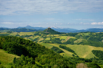 Fototapeta na wymiar Rural landscape near San Polo and Canossa, Emilia-Romagna