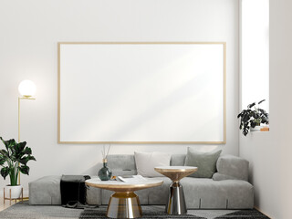 3D Mockup photo frame in Modern interior of living room