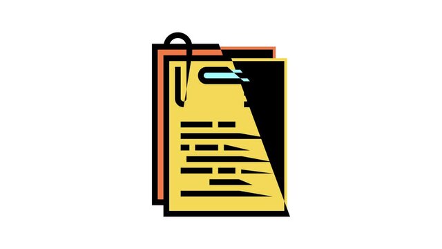 note paper list animated color icon. note paper list sign. isolated on white background