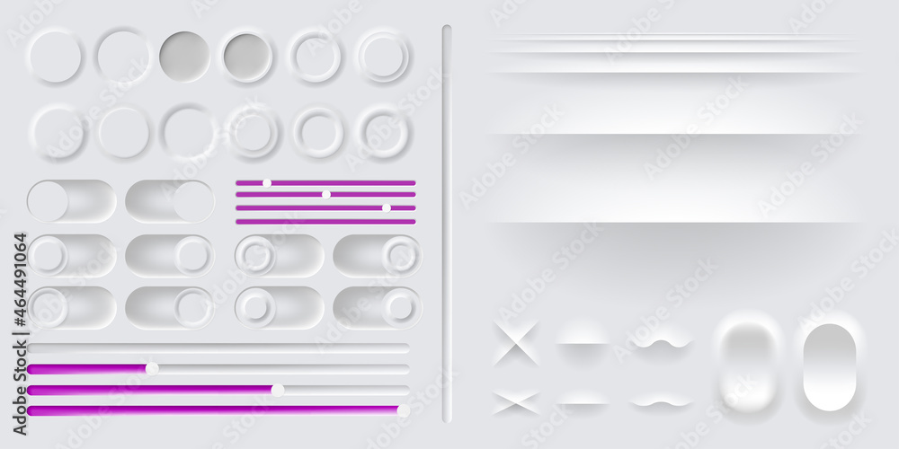 Fototapete neumorphism button vector blank set. neumorphic buttons interface collection. neomorphism degital el