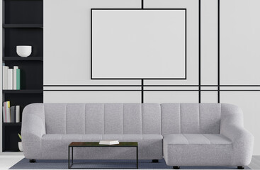 3D Mockup photo frame in Modern interior of living room