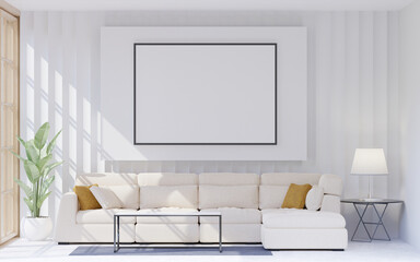 3D Mockup photo frame in Modern interior of living room