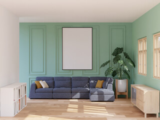 3D Mockup photo frame in Modern interior of living room