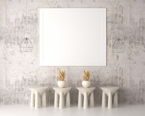 3D Mockup photo frame in Modern interior of living room