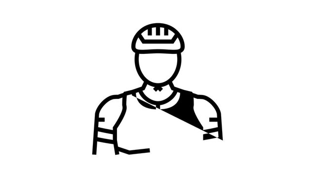 male cyclist animated line icon. male cyclist sign. isolated on white background