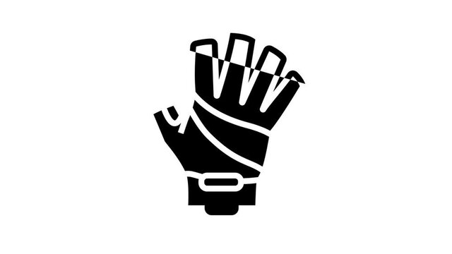 gloves cyclist accessory animated line icon. gloves cyclist accessory sign. isolated on white background