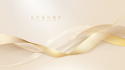 Luxury background with glitter golden lines elements, Banner cover design.