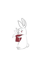 Cute rabbit with gift