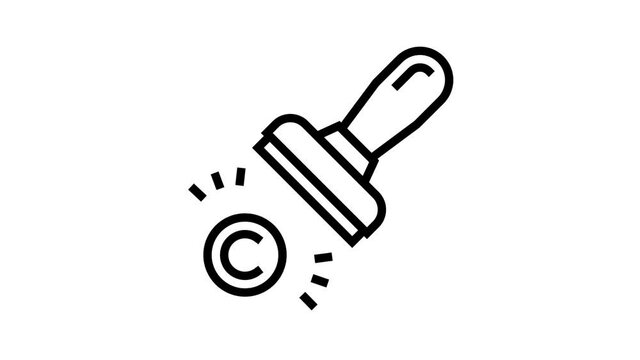 copyright symbol stamp animated line icon. copyright symbol stamp sign. isolated on white background