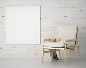 3D Mockup photo frame in Modern interior of living room