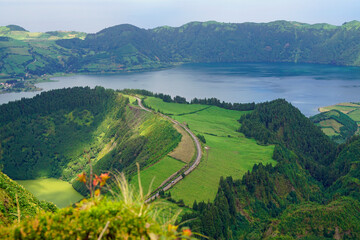 Naklejka na ściany i meble amazing landscape on the azores islands