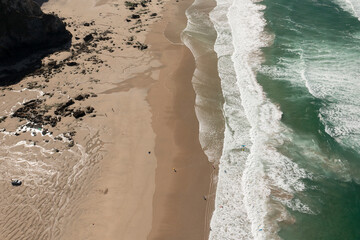 Fototapeta na wymiar Aerial view of the beach at Porthtown, Cornwall, UK