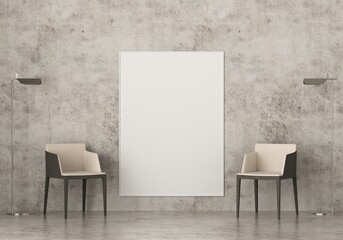 3D Mockup photo frame in Modern interior of living room