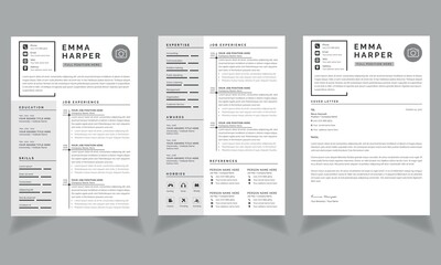 Clean and Professional Resume Template, Cv & Cover Letter Creative Business layout	