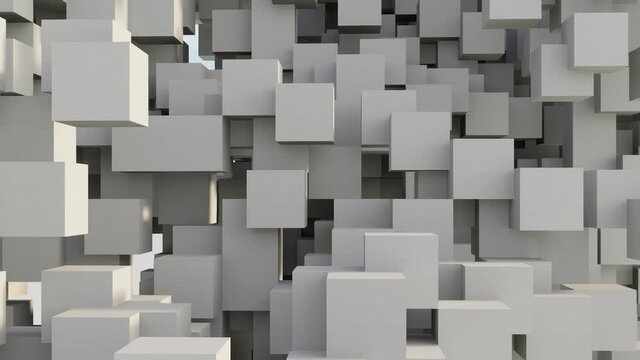abstract background made of white cubes , pan right shot, video ultra HD 4K 3840x2160, 3D animation