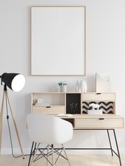 3D Mockup photo frame in Modern interior of living room
