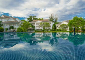 White colonial condominium