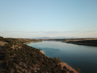 Fototapeta na wymiar Beautiful Spanish lake by drone