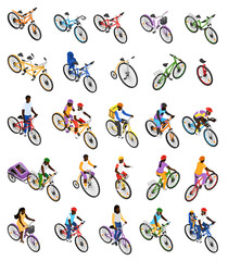 Bicycles Isometric Set © Macrovector