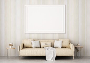 3D Mockup photo frame in Modern interior of living room