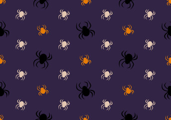 Seamless pattern with spiders. Halloween party decoration. Festive background for paper, textile, holiday and design