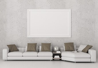 3D Mockup photo frame in Modern interior of living room