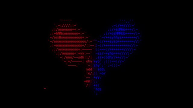 Blue and Red ascii heart