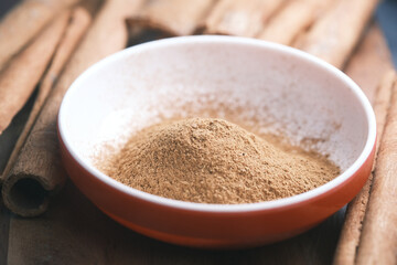 Cinnamon sticks and cinnamon powder