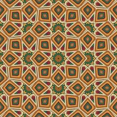 Vector seamless background. Endless colorful texture. Use for wallpaper, textile, book cover, clothes. In orange and green colors
