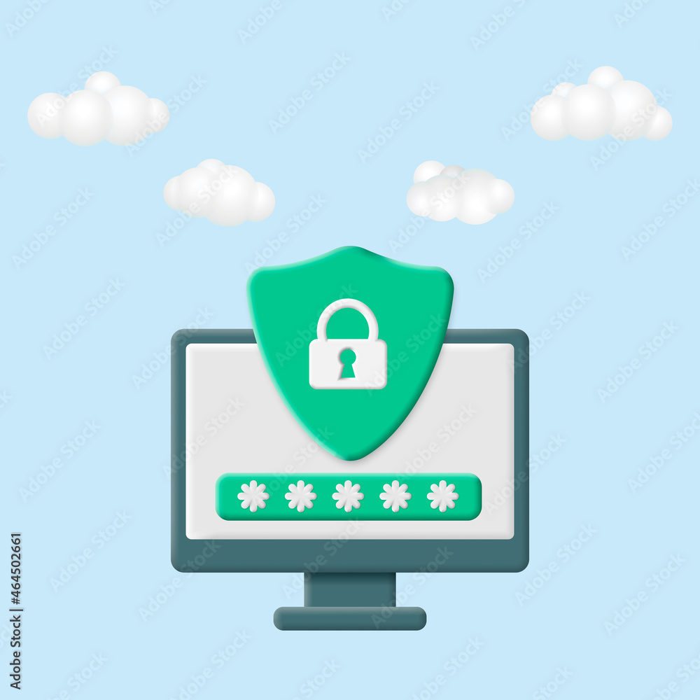 Poster Password security access website notice on pc computer or verification code web internet notification on pc screen for authentication.