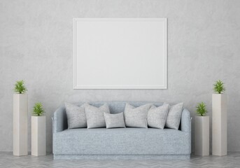 3D Mockup photo frame in Modern interior of living room