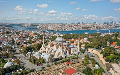 Fototapeta na wymiar Aerial view of Hagia Sophia in Istanbul