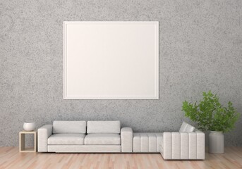 3D Mockup photo frame in Modern interior of living room